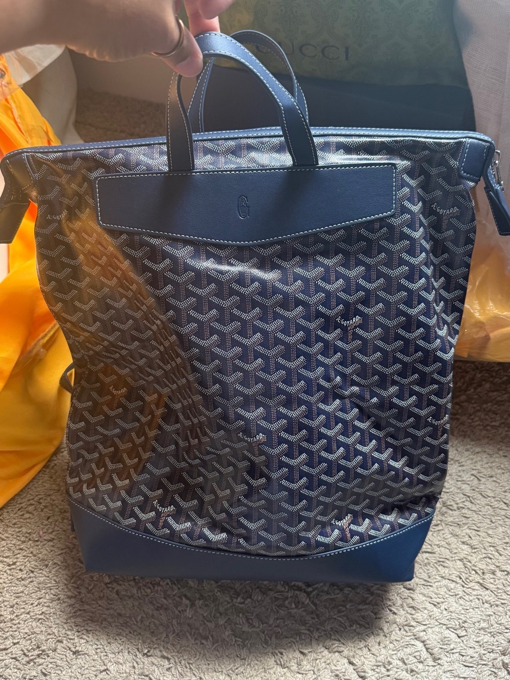 Dark Blue Chevron/Cisalpin Tote/Backpack
